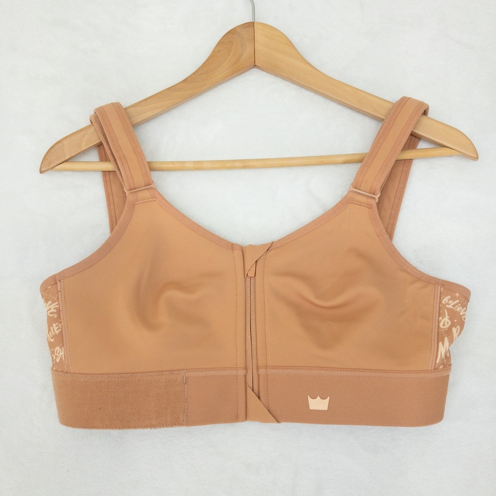 Shefit Flex Sports Bra Womens Medium Tan High Impact Front Zip Cinch Motivation